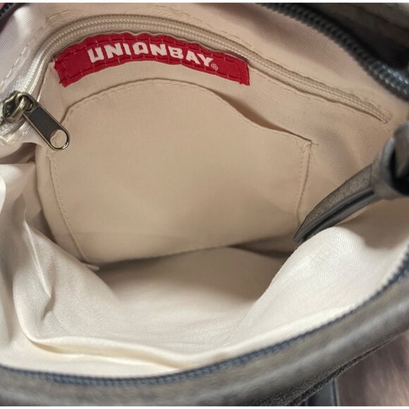 Unionbay Perforated Crossbody Bag Faux Leather Adjustable Strap Gray - Picture 6 of 11